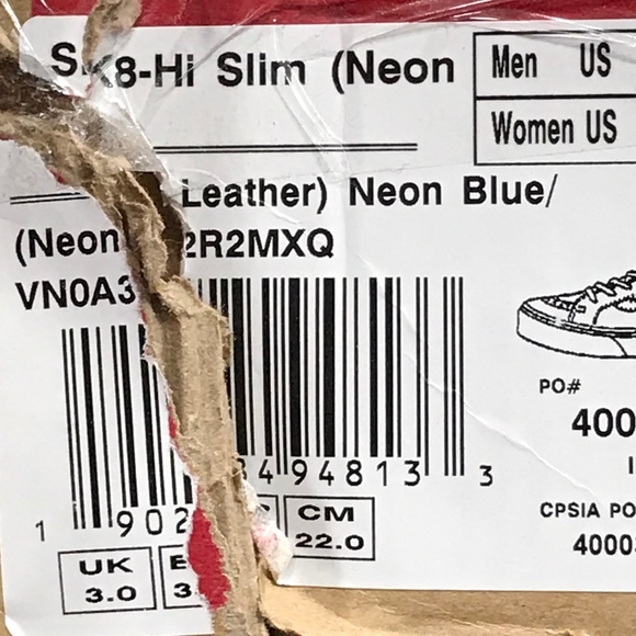 Vans Sk8 Slim Neon Leather Neon Blue Shoes - Picture 8 of 8